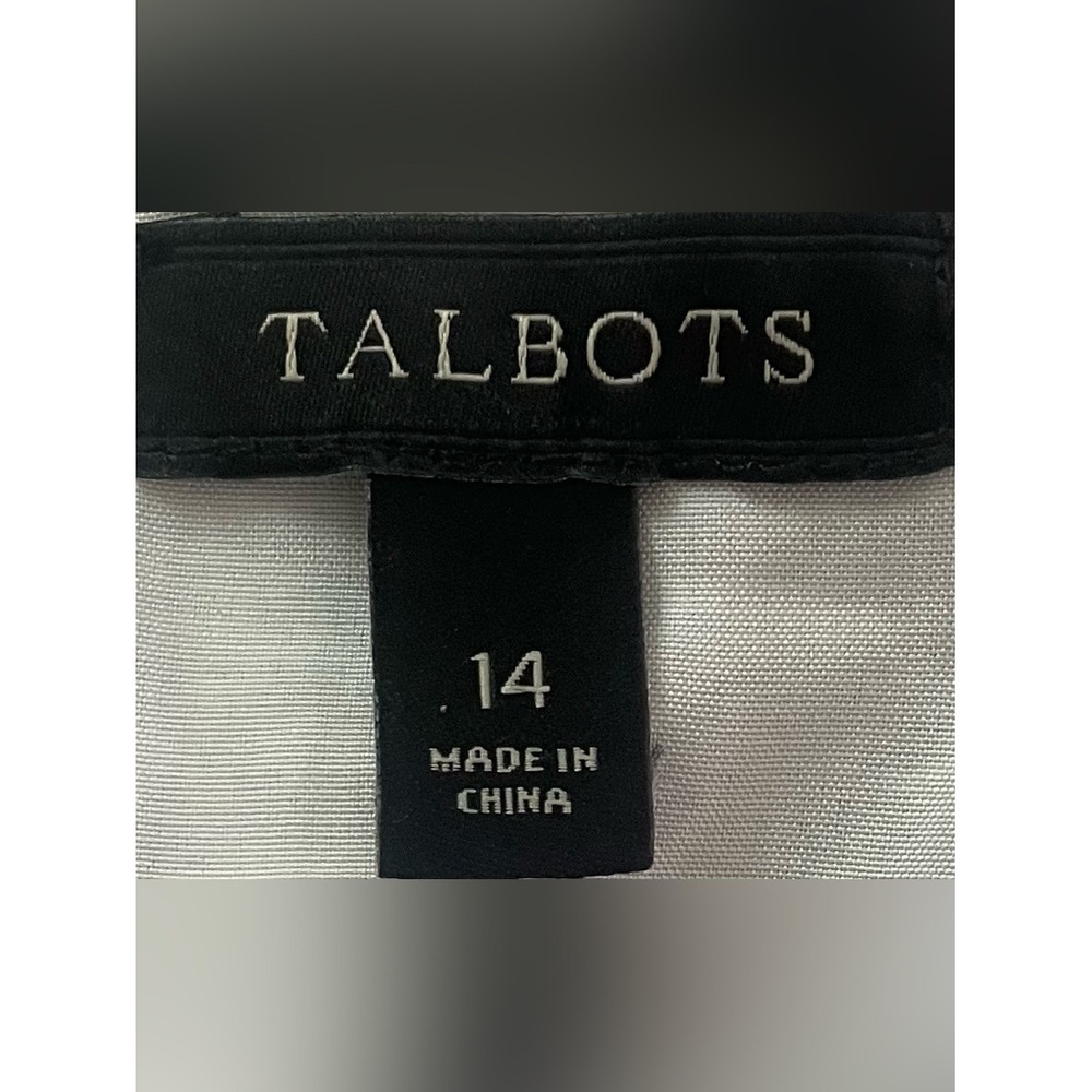 Talbots Blue White Floral Rose Fit Flare Dress Pockets 14 Sleeveless Scoop Neck - Picture 8 of 9